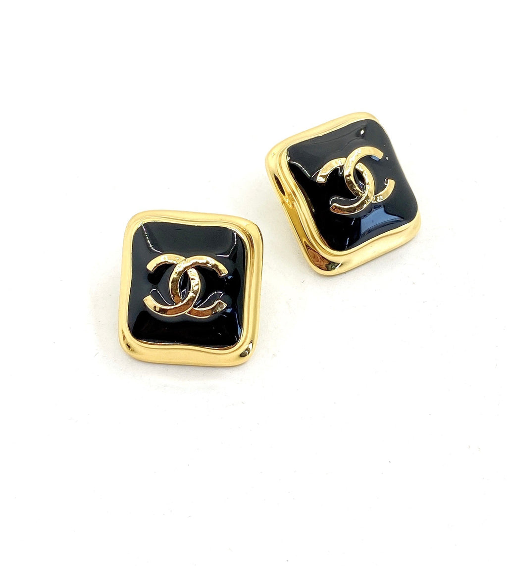 18K Square CC Earrings