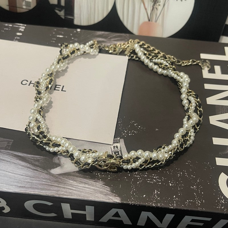 18K CC Pearls Gold Necklace