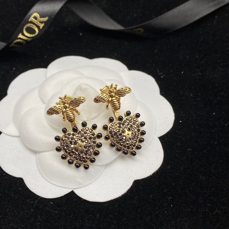 18K CD Hear Bee Diamond Earrings