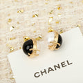 18K CC Black & White Pearl Earrings