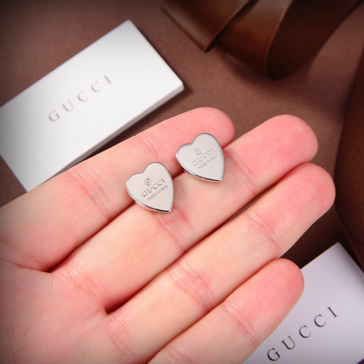 18K Double G Heart Earrings