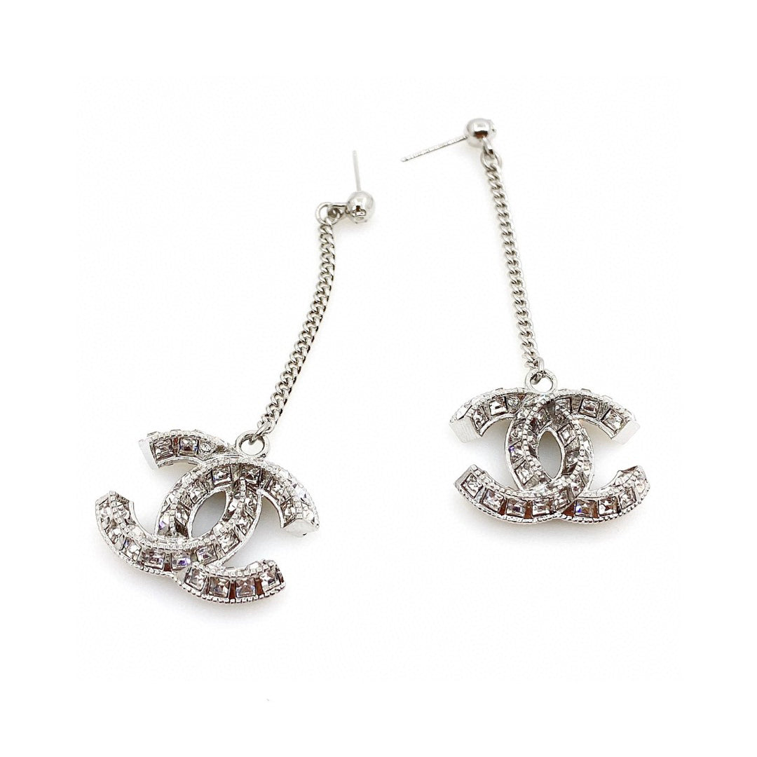 18K CC Long Crystals Earrings