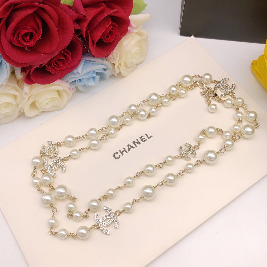 18K CC Long Pearls Necklace