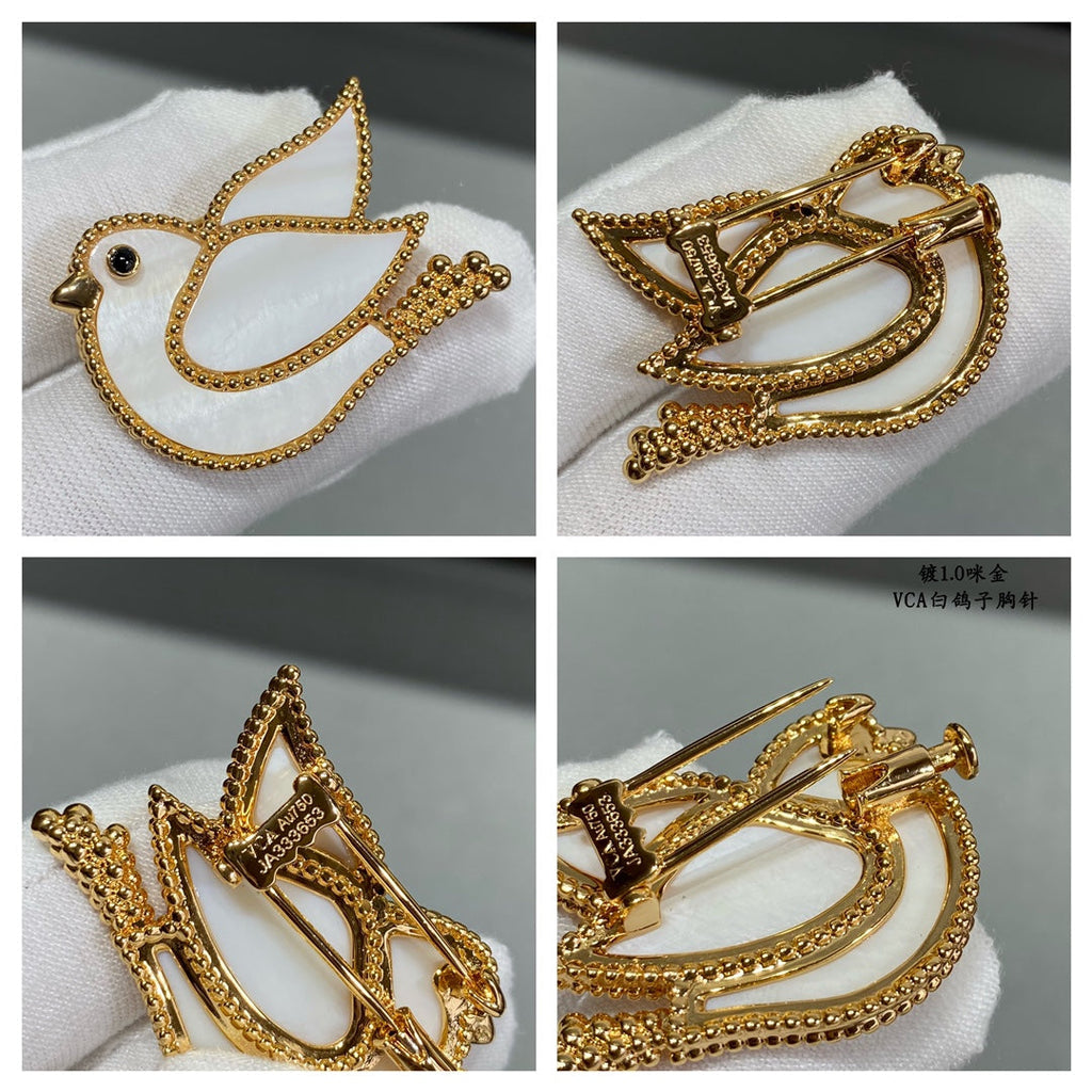 18K Lucky Animals Dove Clip Brooch