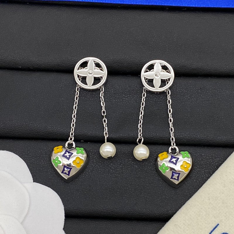 18K Louis Diamond Pearl Drop Earrings