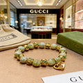 18K GG Anger Forest Green Bead Gold Chain Bracelet