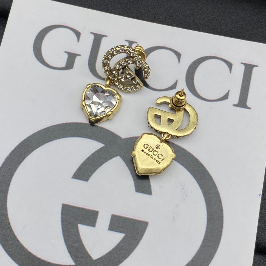 18K Double G Crystal Pendant Earrings