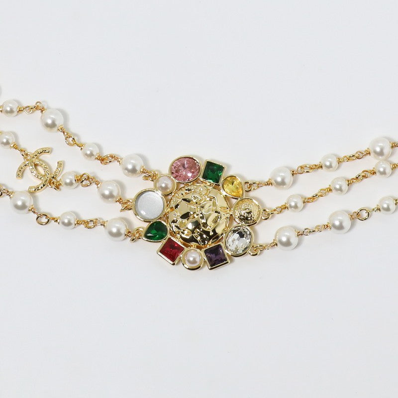18K CC Color Crystal Long Pearl Necklace