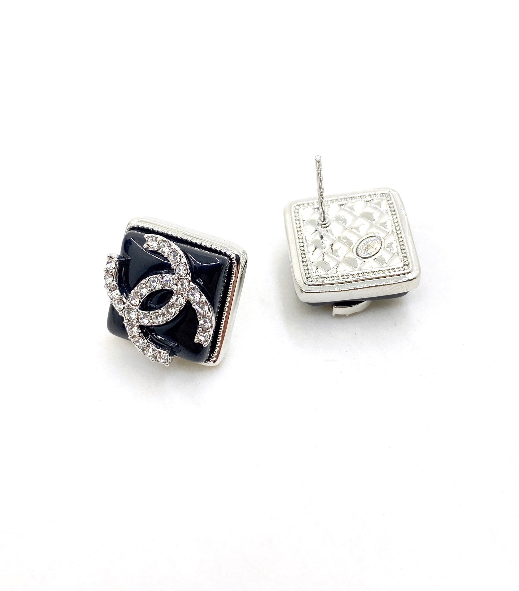 18K CC Square Earrings