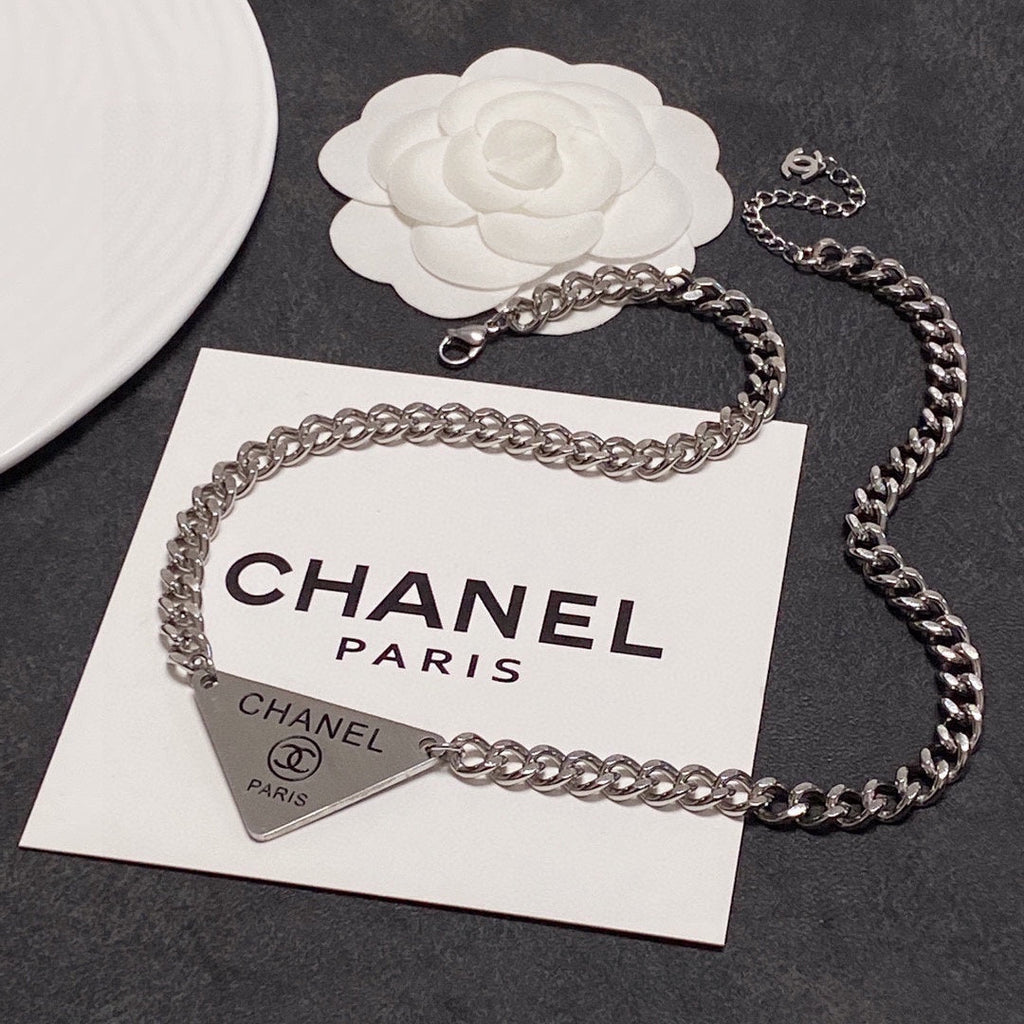 18K CC Triangle Necklace