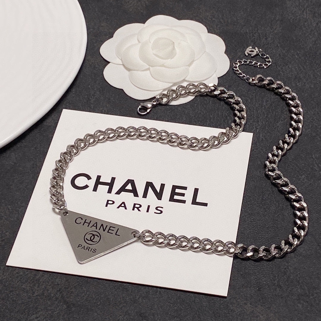 18K CC Triangle Necklace