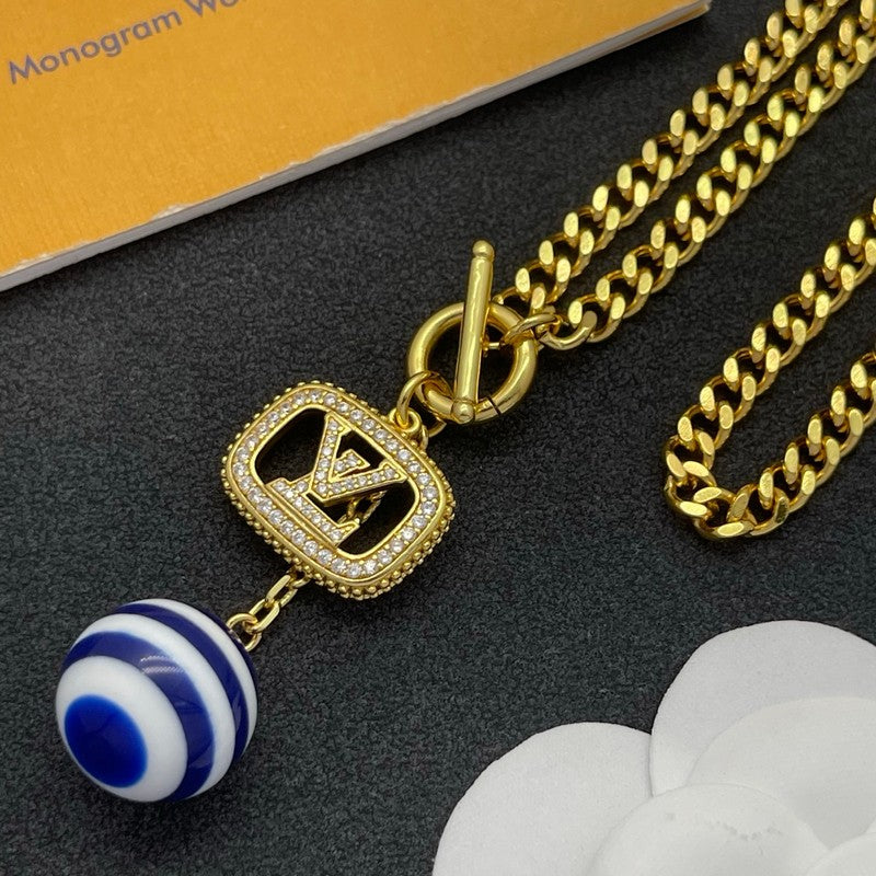 18K Louis Blue & White Ball Gold Necklace