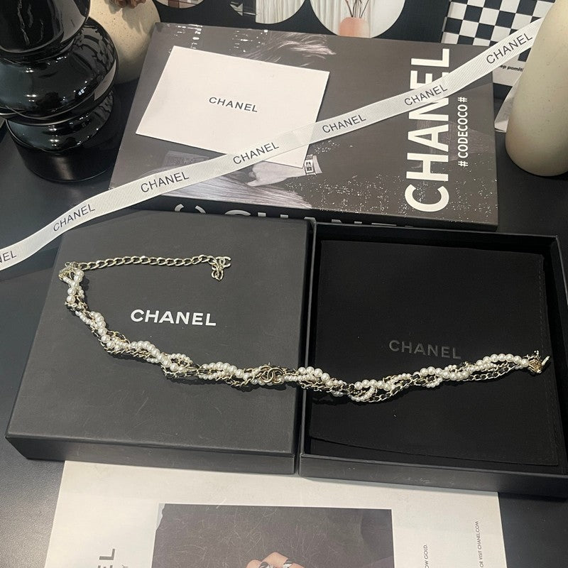 18K CC Pearls Gold Necklace