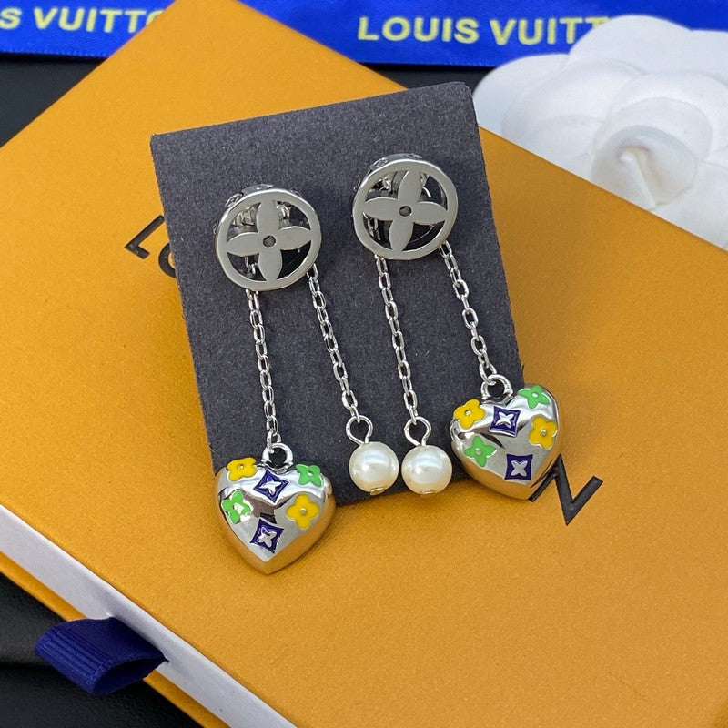 18K Louis Diamond Pearl Drop Earrings