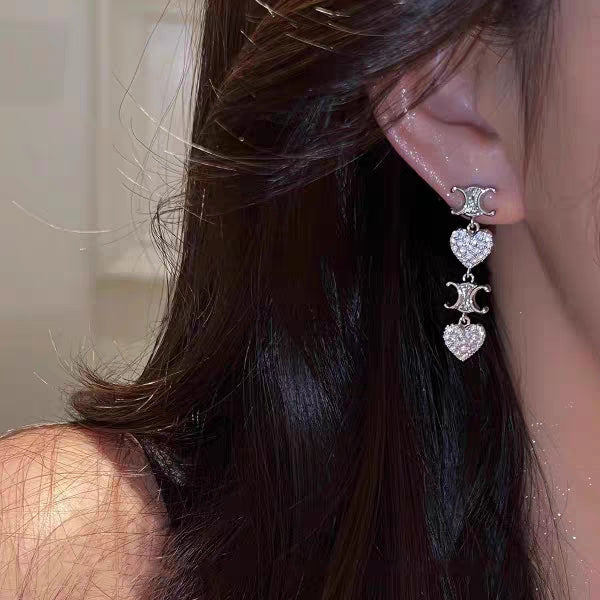 18K Triomphe Heart Pendant Earrings