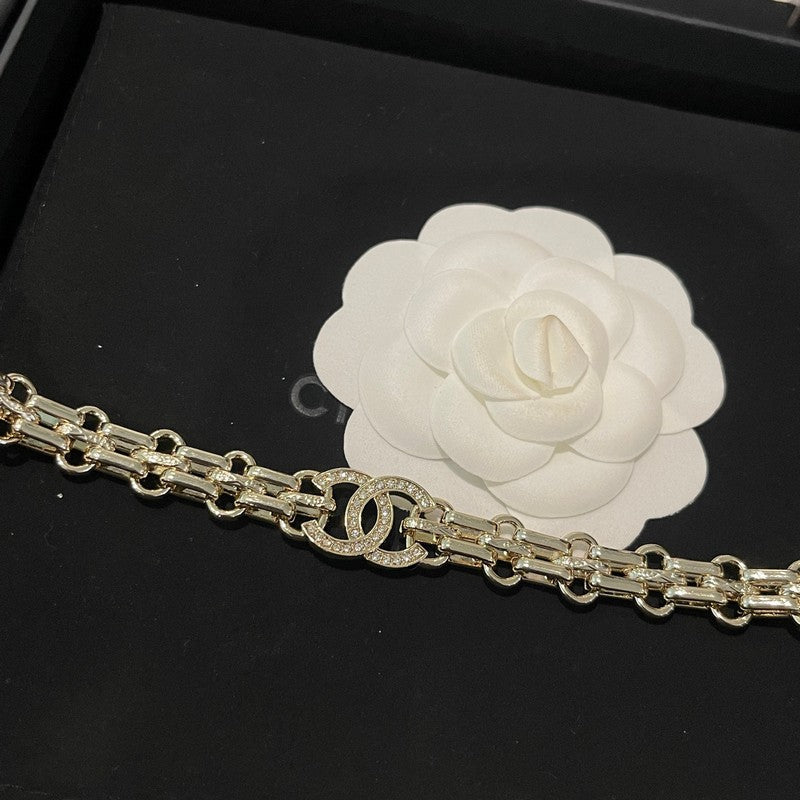 18K CC Pave Diamond Gold Necklace