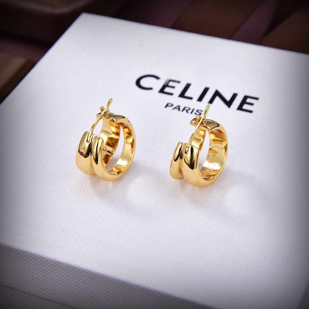 18K Triomphe Formes Abstraites Hoops Earrings