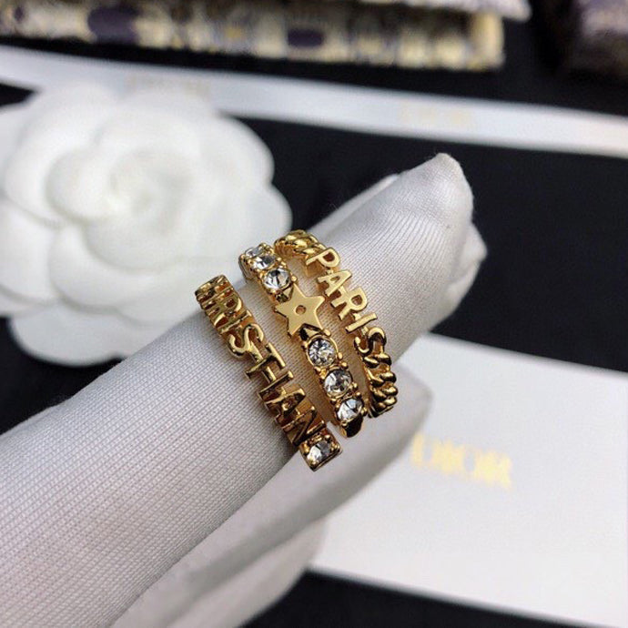 18K CD Star Set Of Three Rings