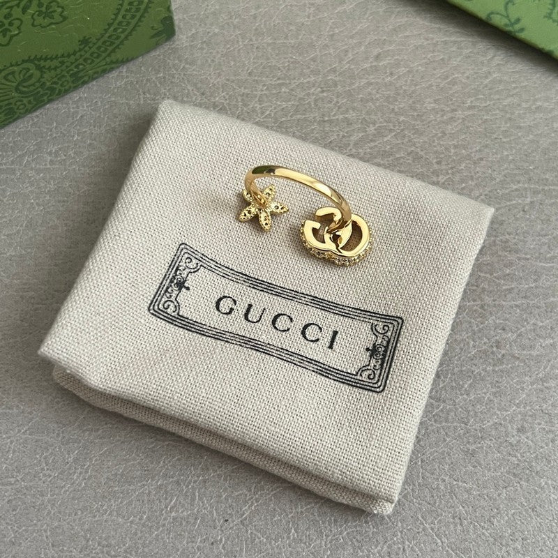 18K GG Flower Diamond Gold Ring