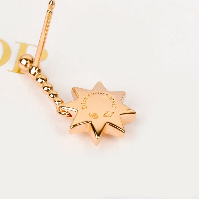 18K CD Flower Rose Gold Earrings
