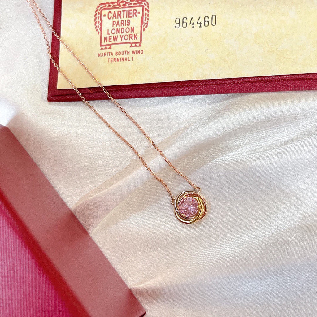 18K Trinity Pink Sapphire Necklace