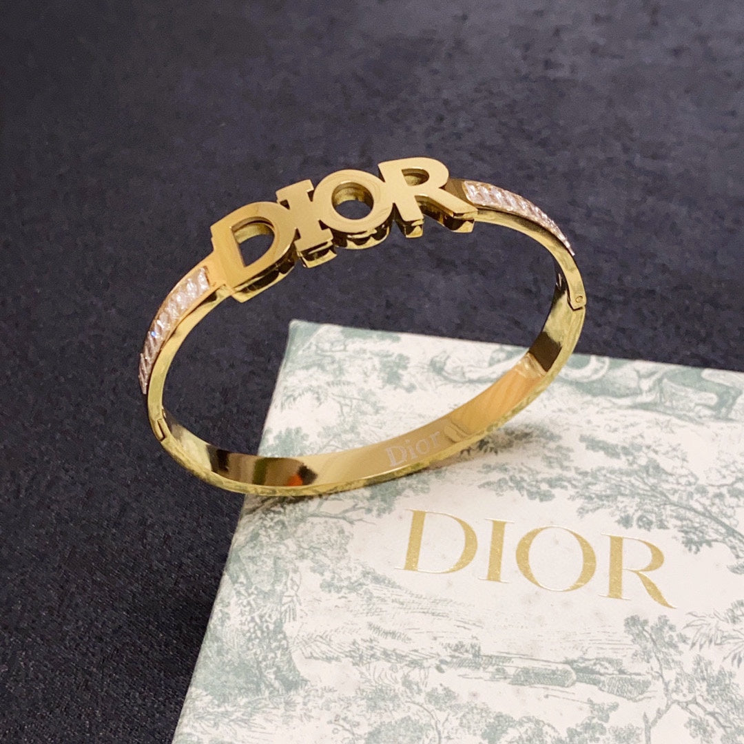18K CD Crystals Bangle Bracelet