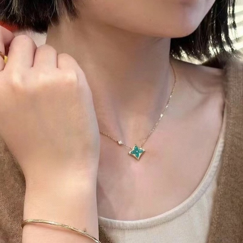 18K Louis Blue Color Blossom Necklace