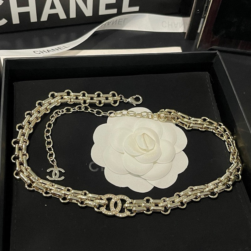 18K CC Pave Diamond Gold Necklace