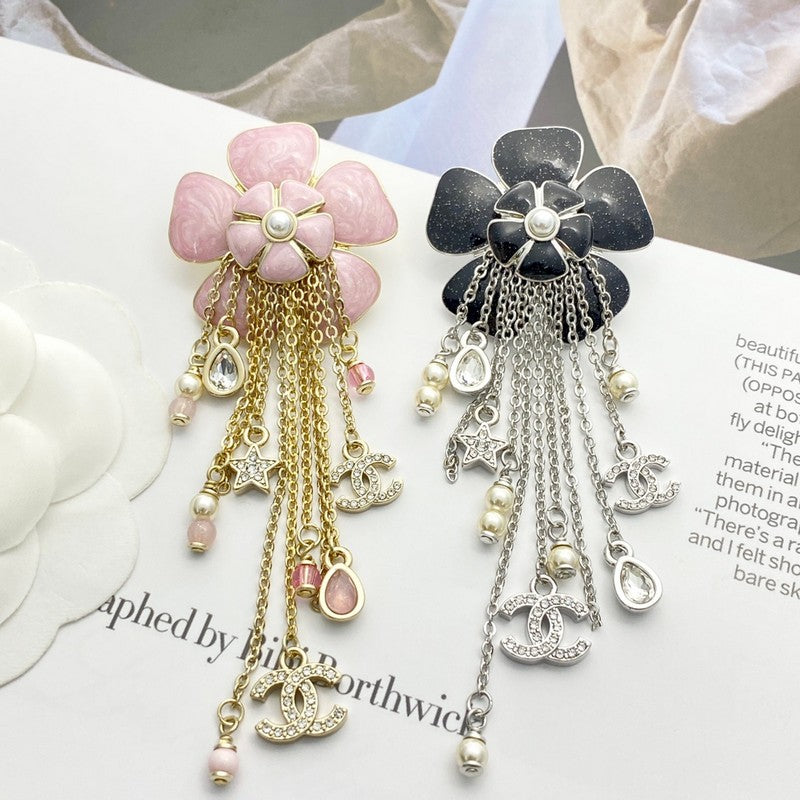 18K CC Camellia Tassel Brooch