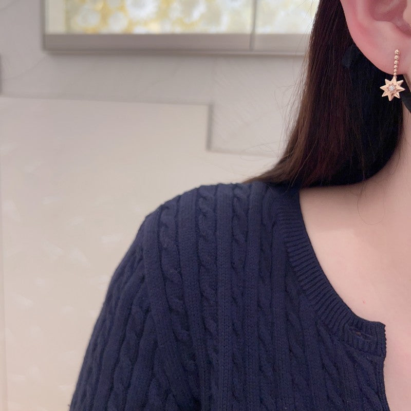18K CD Flower Rose Gold Earrings