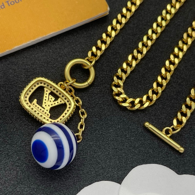 18K Louis Blue & White Ball Gold Necklace