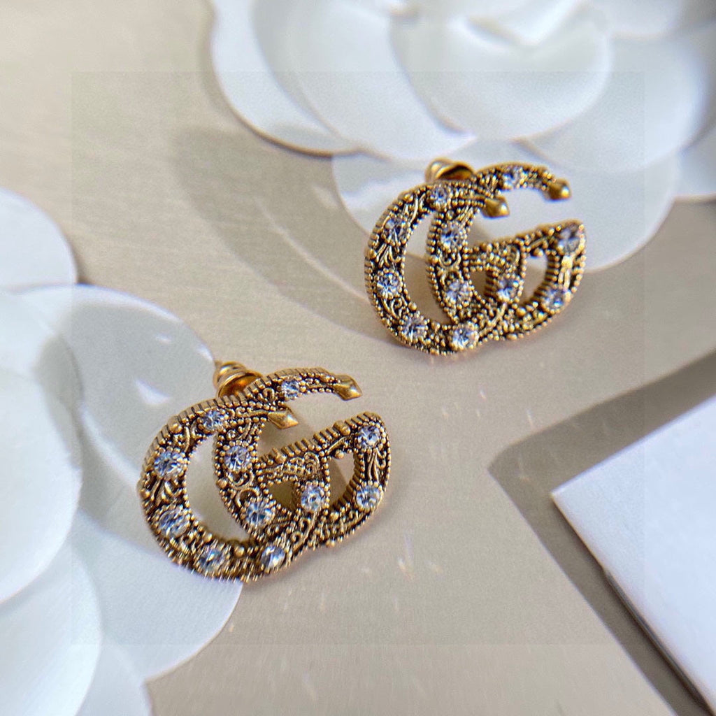 18K Double G Crystals Earrings
