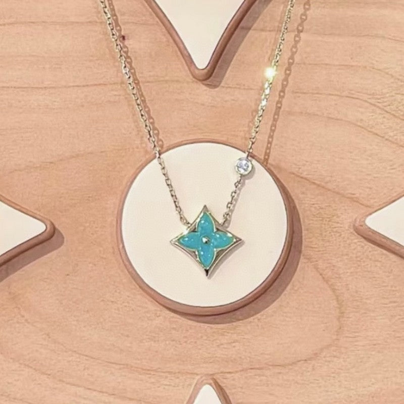 18K Louis Blue Color Blossom Necklace
