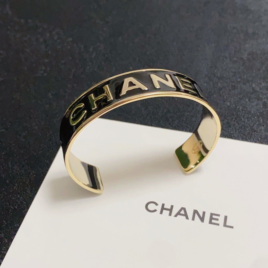 18K CC Open Wide Cuff Bracelet