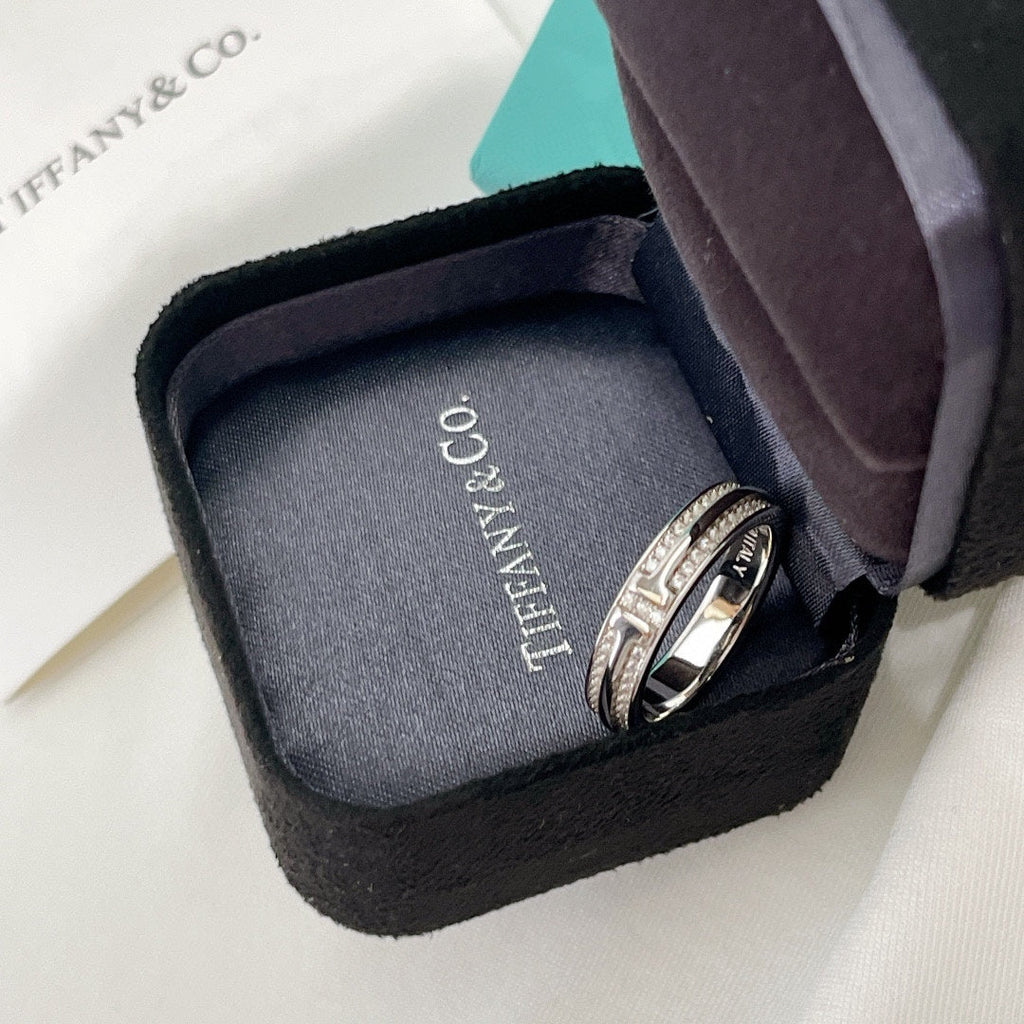 18K T Narrow Pave Diamond Ring