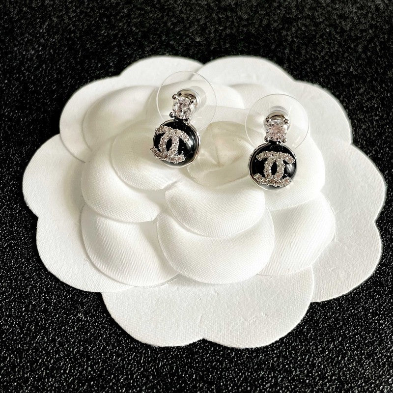 18K CC Black Diamond Earrings