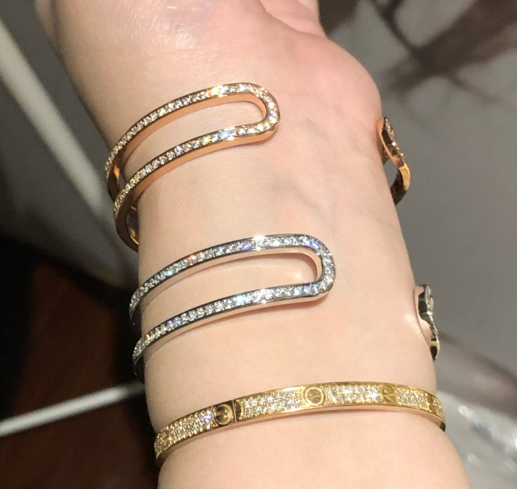 18K Ever Chain D¡¯ancre Cuff Diamond H Bracelet