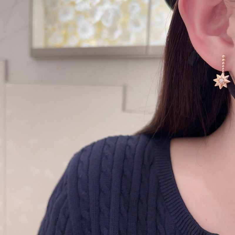 18K CD Flower Rose Gold Earrings