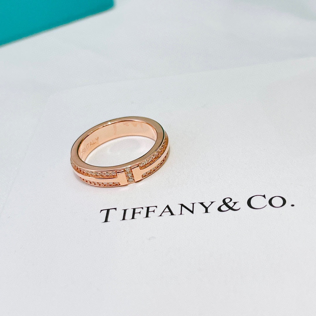 18K T Narrow Pave Diamond Ring