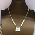 18K CC Pearls Bag Pendant Necklace