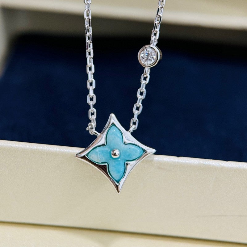 18K Louis Blue Color Blossom Necklace