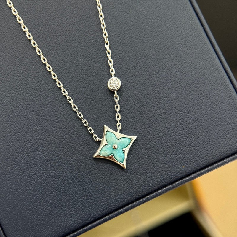 18K Louis Blue Color Blossom Necklace