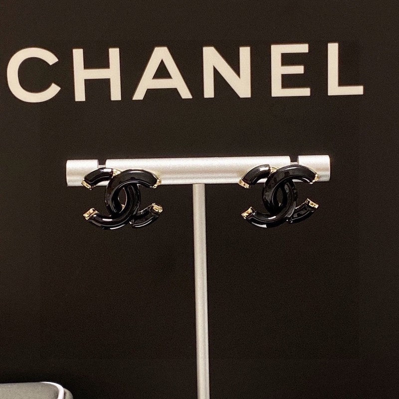 18K CC Black Gold Earrings