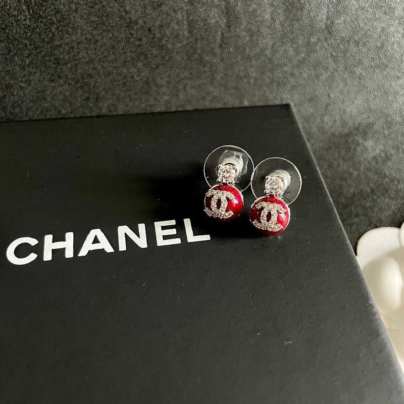 18K CC Black Diamond Earrings