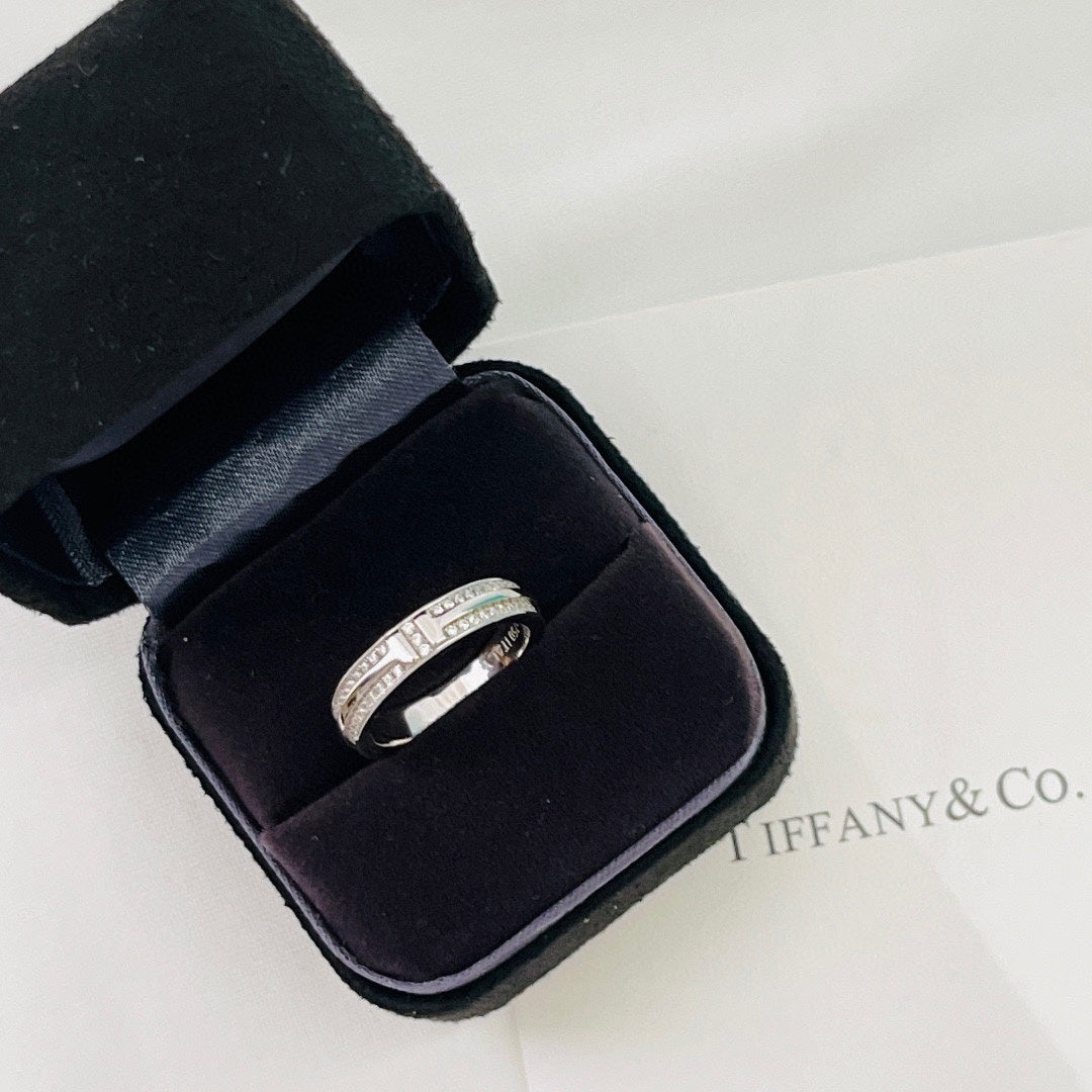 18K T Narrow Pave Diamond Ring