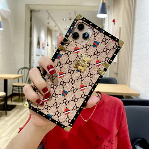 Fashion Square Geometric Leather Case