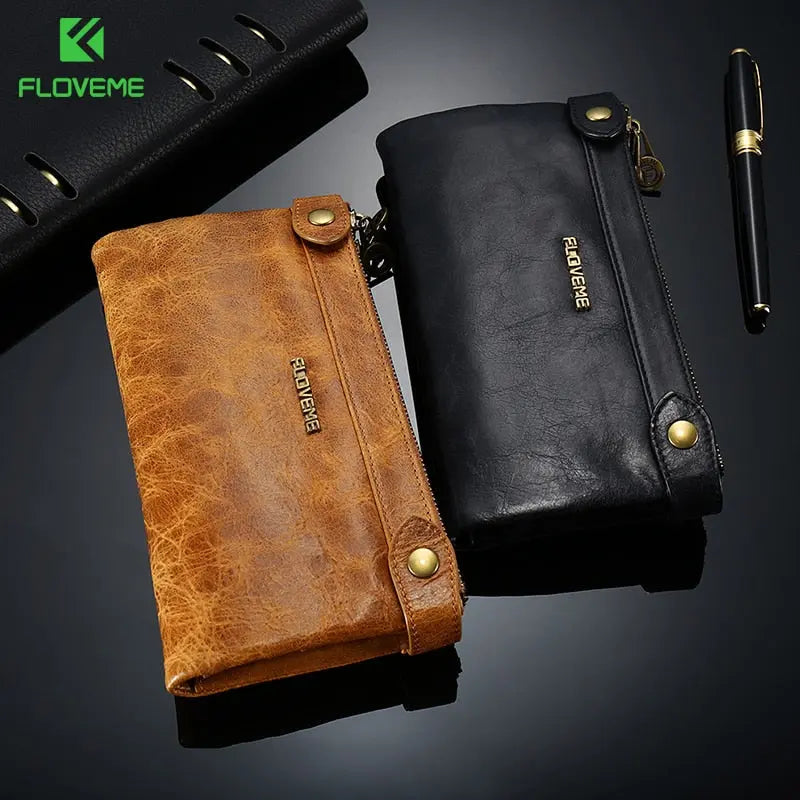 Genuine Leather Zipper Wallet Case