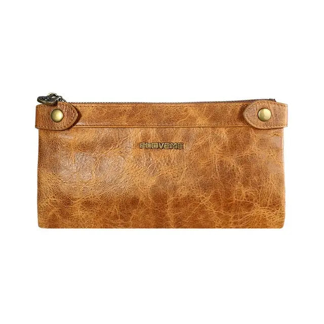Genuine Leather Zipper Wallet Case