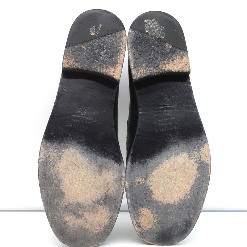 NewbarK Melanie Loafers Black Embossed Leather Size 7.5 Slip-On Flats