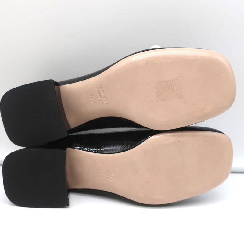Miu Miu Chain Link Loafers Black Patent Leather Size 36.5 NEW